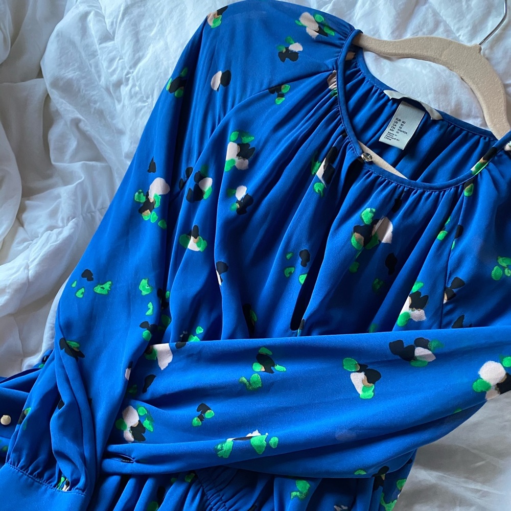 H&M Deep Blue Floral Long Dress